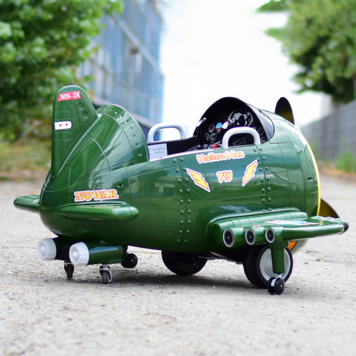 Avion electric pentru copii Eyas plane BJ20201 60W 12V, telecomanda, culoare Verde [5]