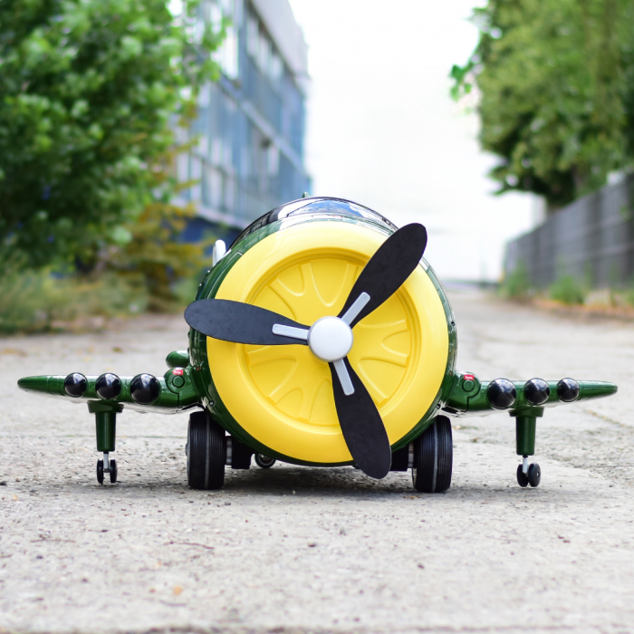 Avion electric pentru copii Eyas plane BJ20201 60W 12V, telecomanda, culoare Verde [4]