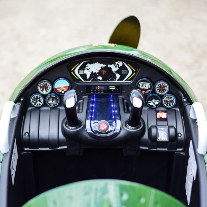 Avion electric pentru copii Eyas plane BJ20201 60W 12V, telecomanda, culoare Verde [10]