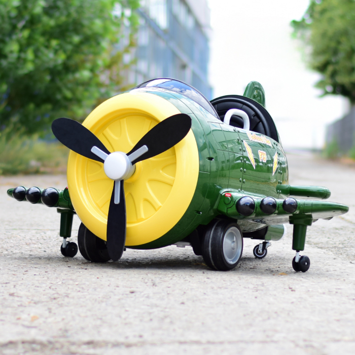 Avion electric pentru copii Eyas plane BJ20201 60W 12V, telecomanda, culoare Verde [3]
