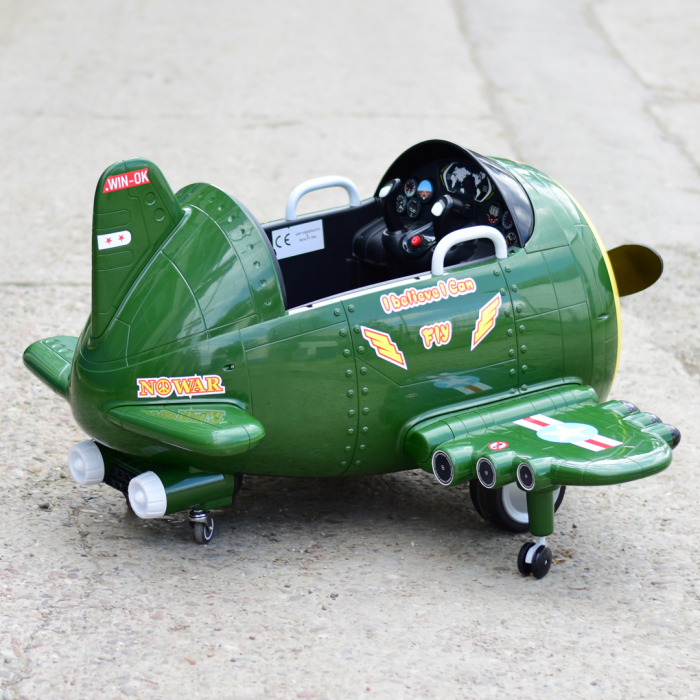 Avion electric pentru copii Eyas plane BJ20201 60W 12V, telecomanda, culoare Verde [7]