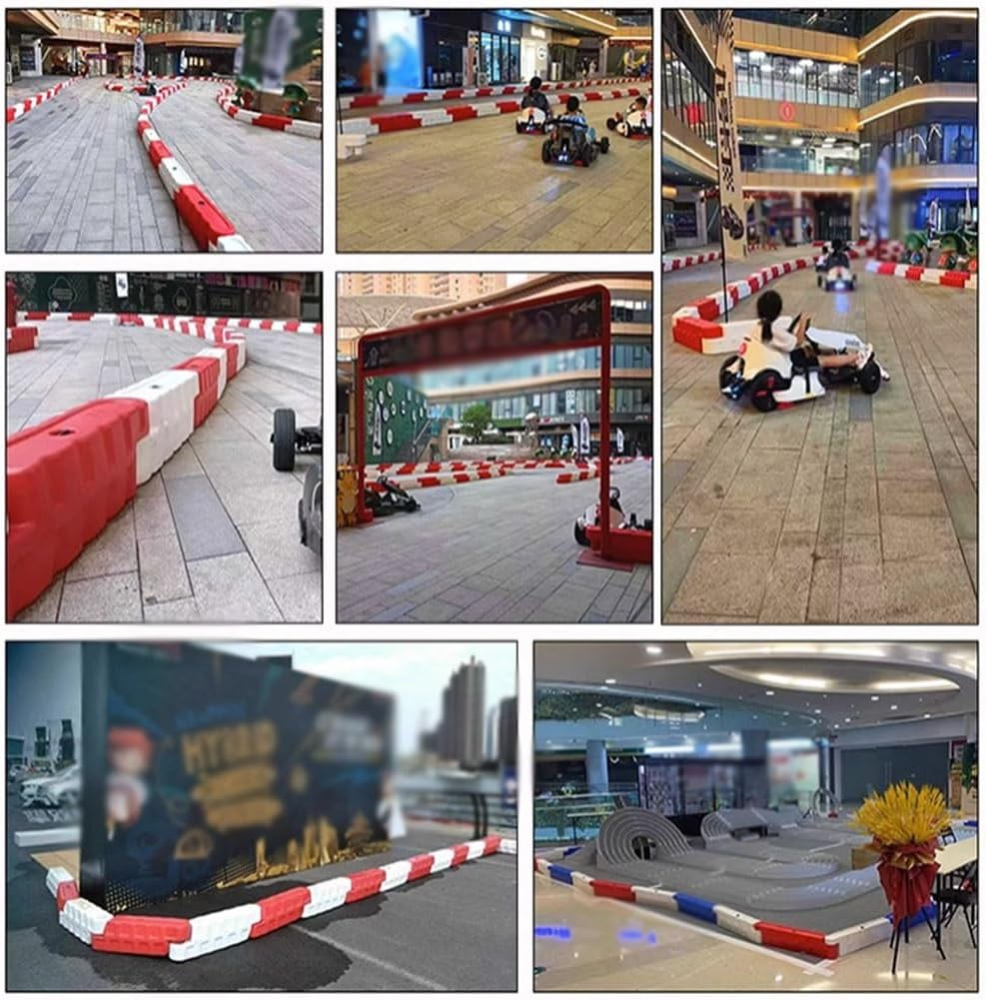 Bariera modulara delimitare traseu karting, piste sau parcari, HDPE, umplere cu apa, anti-impact, rezistenta UV, interior/exterior 100x20x25 cm, alb [2]