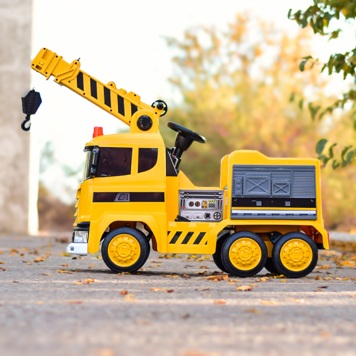 Camion electric cu functie de macara, Kinderauto Costrucktor 140W 12V 10Ah, culoare Galbena [3]
