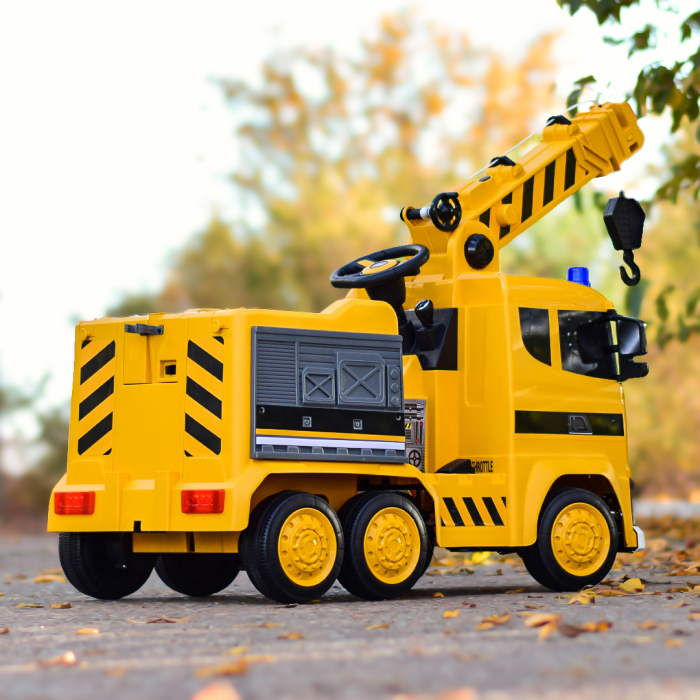 Camion electric cu functie de macara, Kinderauto Costrucktor 140W 12V 10Ah, culoare Galbena [6]