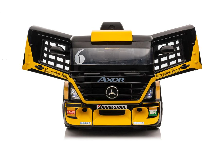 Camion electric + platforma, Mercedes-Benz Axor 90W 12V STANDARD, culoare Galbena [15]