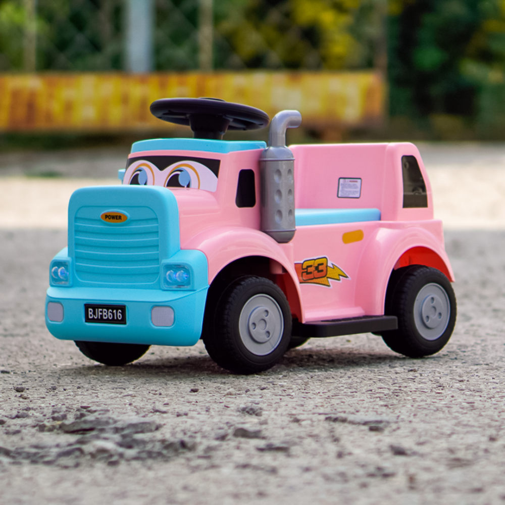 Camion electric multifunctional 2 in1 Lightning 33 pentru copii 18-36 luni,  30W 6V, culoare roz [3]