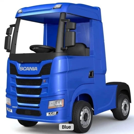 Camion electric pentru copii SCANIA R-SERIES 4x4 180W 12V 14Ah PREMIUM, culoare albastra