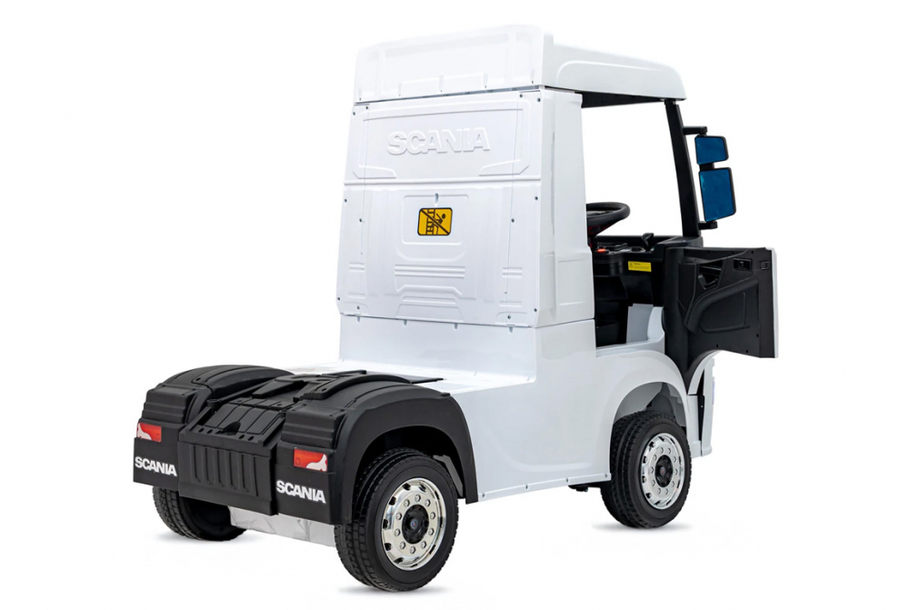 Camion electric pentru copii, SCANIA R-SERIES, 4x4, 180W, 12V 14Ah, echipare PREMIUM, alb [3]