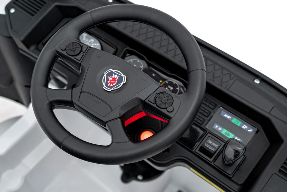 Camion electric pentru copii, SCANIA R-SERIES, 4x4, 180W, 12V 14Ah, echipare PREMIUM, alb [5]