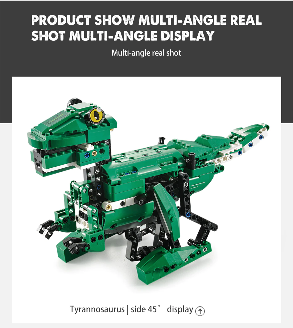 Jucarie Dinozaur sau crocodil 2 in 1 cu RC, set constructie CADA din 435 piese [25]