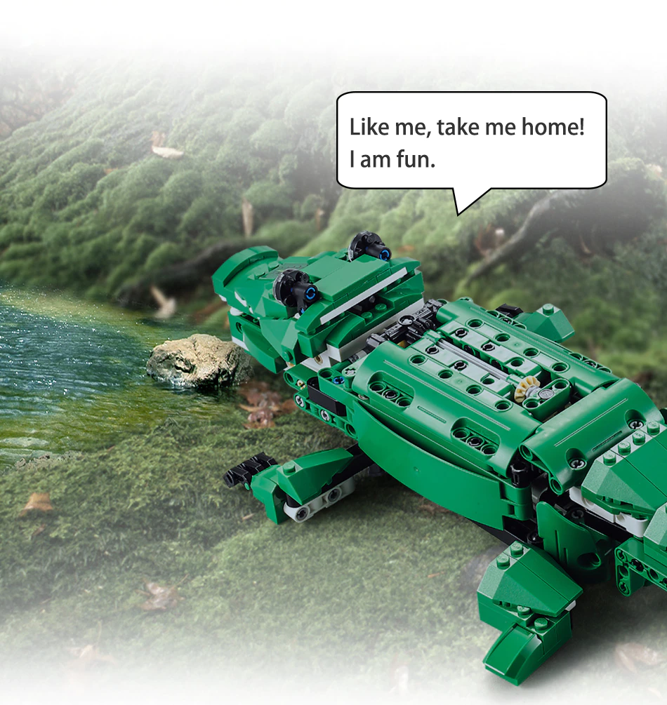 Jucarie Dinozaur sau crocodil 2 in 1 cu RC, set constructie CADA din 435 piese [27]