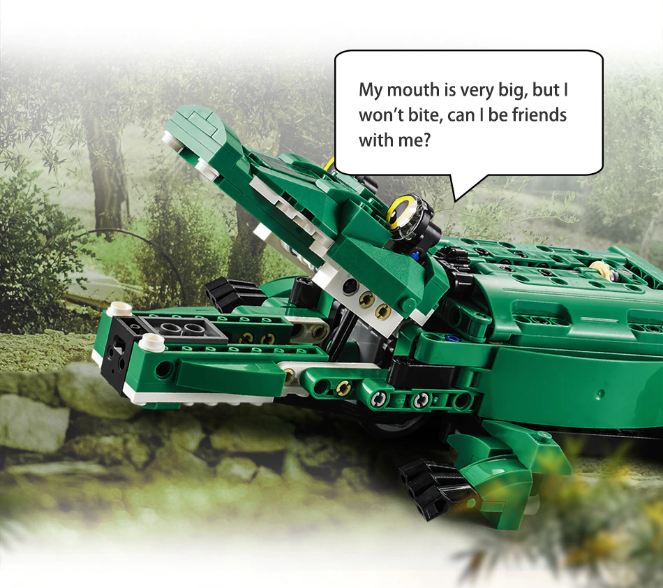 Jucarie Dinozaur sau crocodil 2 in 1 cu RC, set constructie CADA din 435 piese [13]