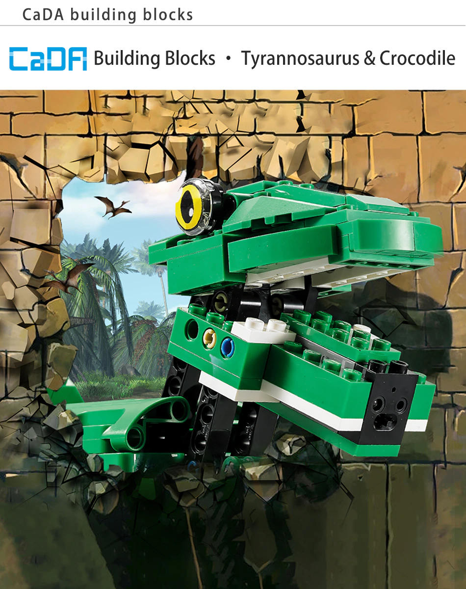 Jucarie Dinozaur sau crocodil 2 in 1 cu RC, set constructie CADA din 435 piese [12]