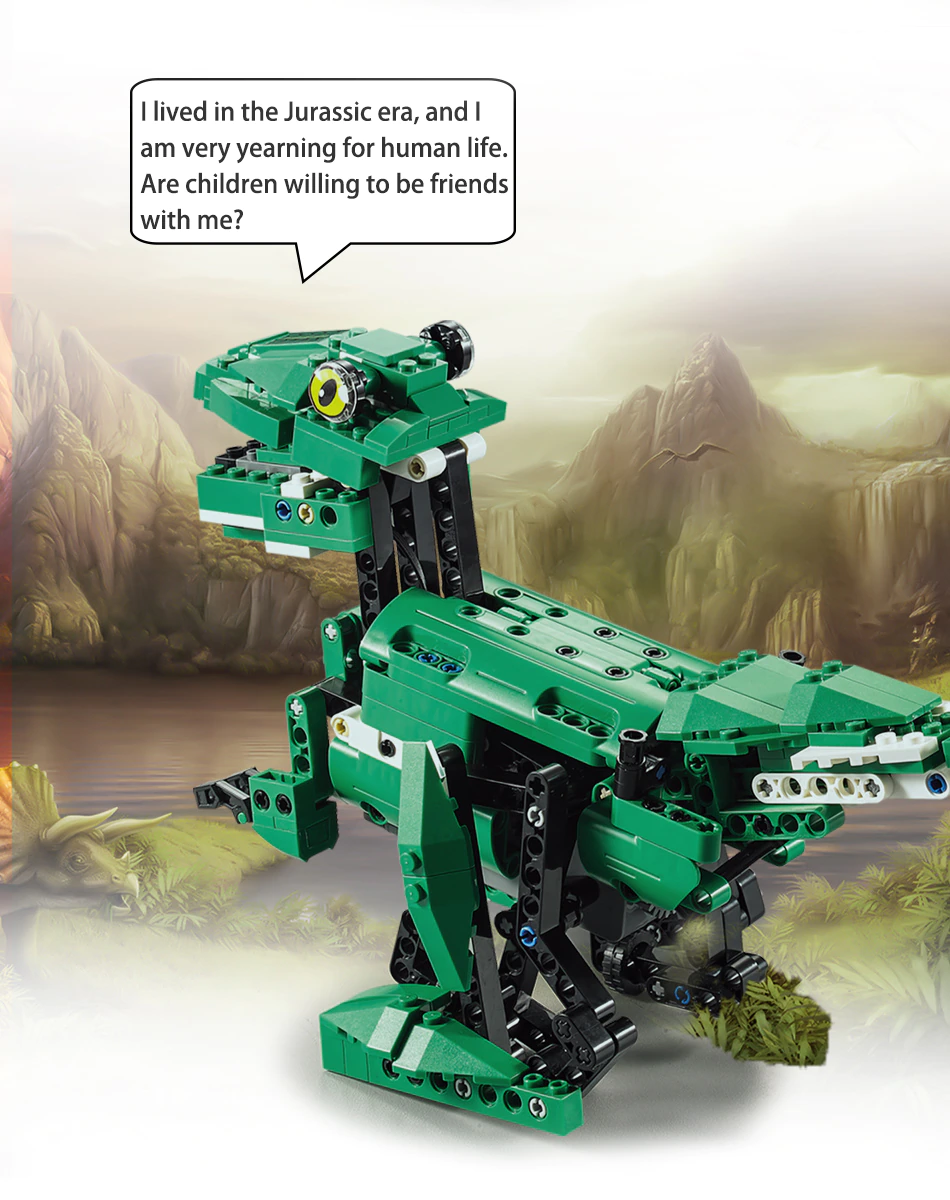 Jucarie Dinozaur sau crocodil 2 in 1 cu RC, set constructie CADA din 435 piese [28]