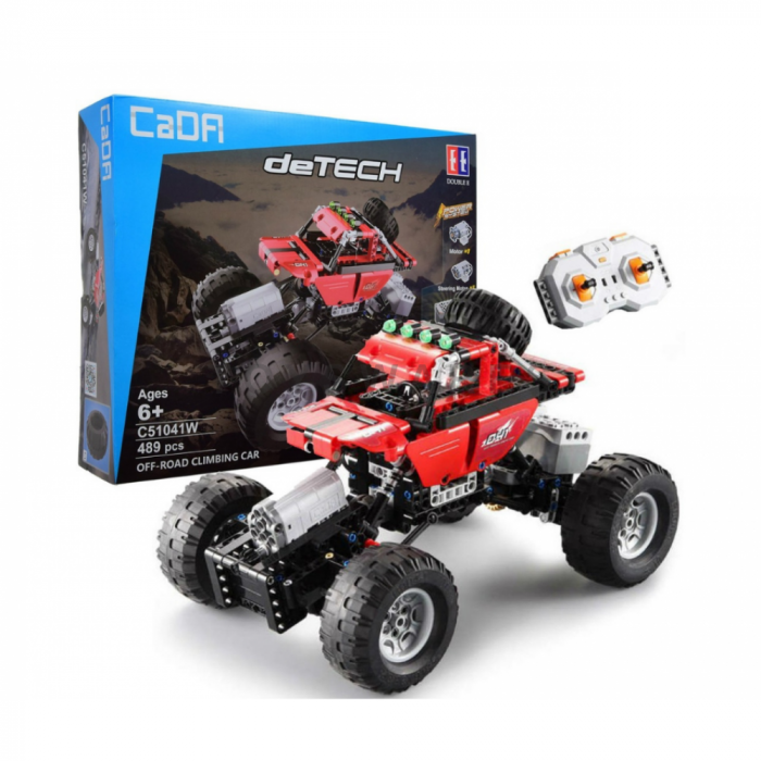 Masinuta Rc Cu Telecomanda Pentru Copii Cada Detech, Set Constructie Off-road Din 489 Piese, Rosie