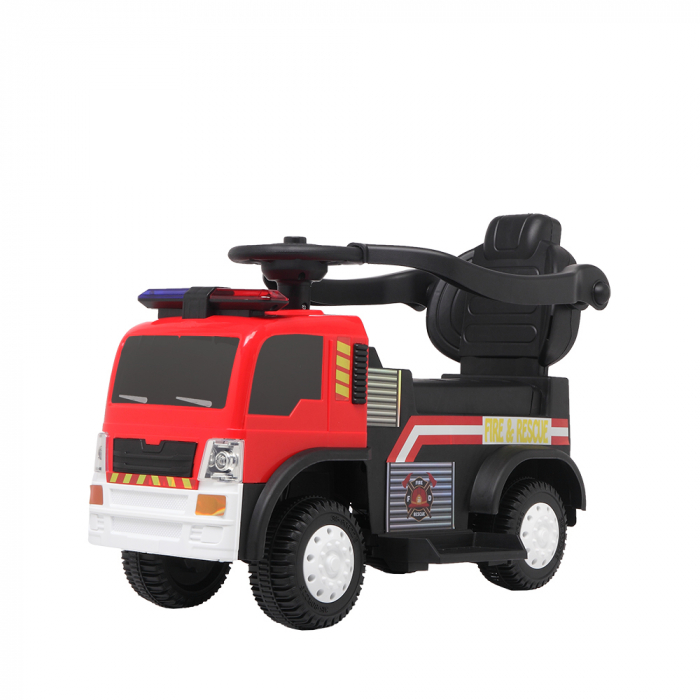 Masinuta electrica & camion cu maner 3 in 1 Kinderauto FireTruck 30W 6V, scaun tapitat, music player [18]