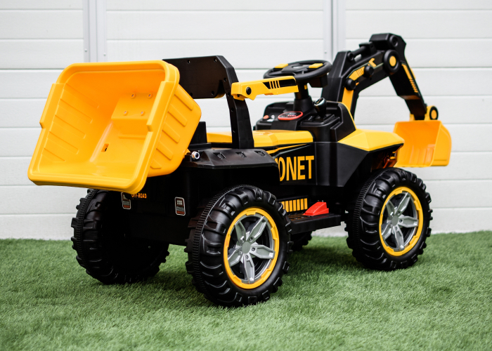Excavator + bascula electrica Kinderauto Bonet 60W 12V, culoare galbena [9]