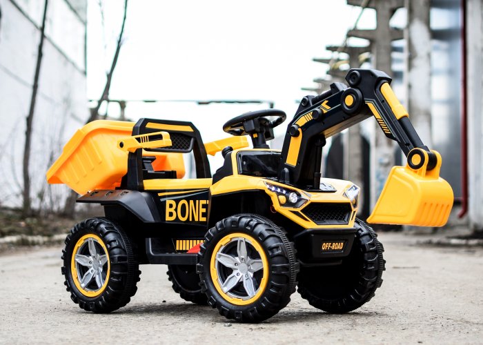 Excavator + bascula electrica Kinderauto Bonet 60W 12V, culoare galbena [2]