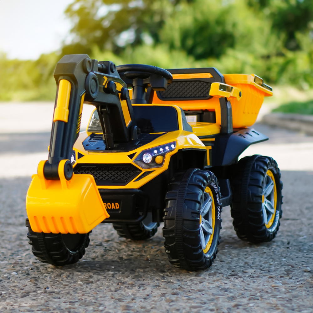 Excavator + bascula electrica Kinderauto Bonet 60W 12V, Telecomanda, culoare galbena [3]