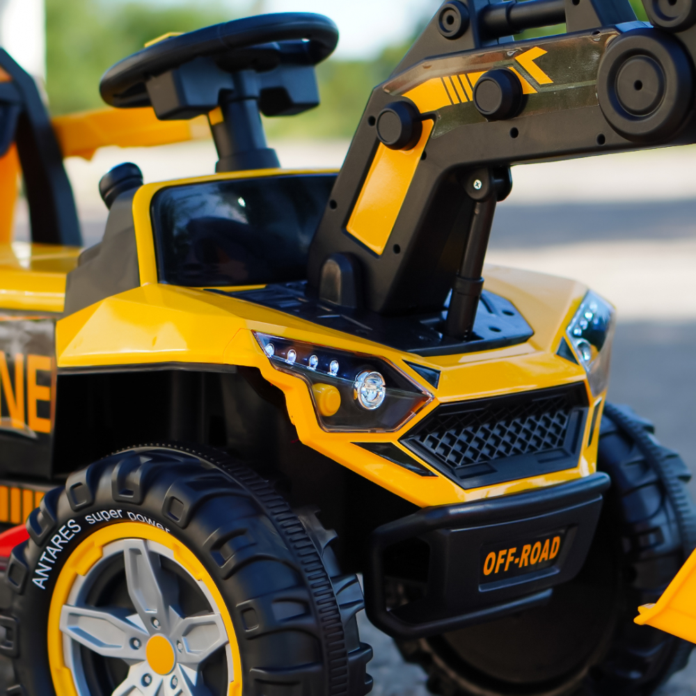 Excavator + bascula electrica Kinderauto Bonet 60W 12V, Telecomanda, culoare galbena [12]