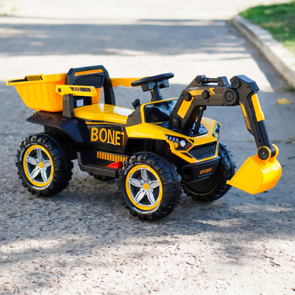 Excavator + bascula electrica Kinderauto Bonet 60W 12V, Telecomanda, culoare galbena [4]