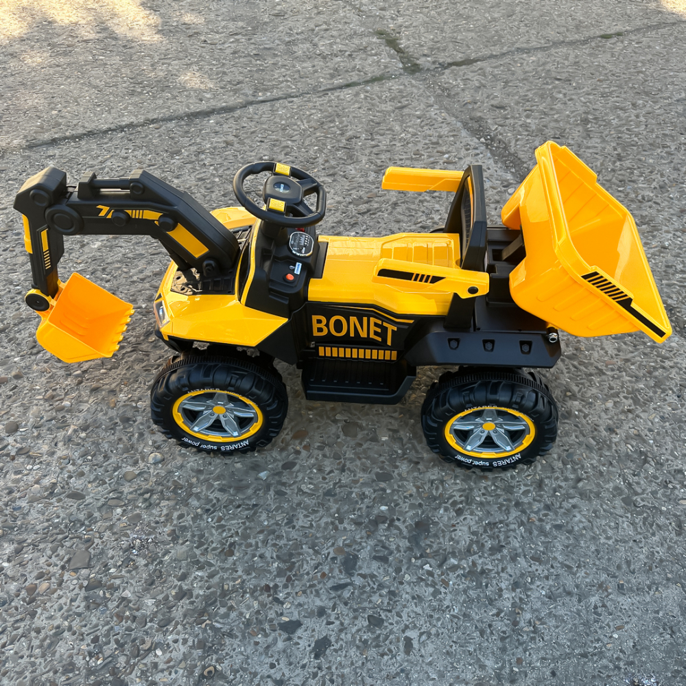 Excavator + bascula electrica Kinderauto Bonet 60W 12V, Telecomanda, culoare galbena [10]