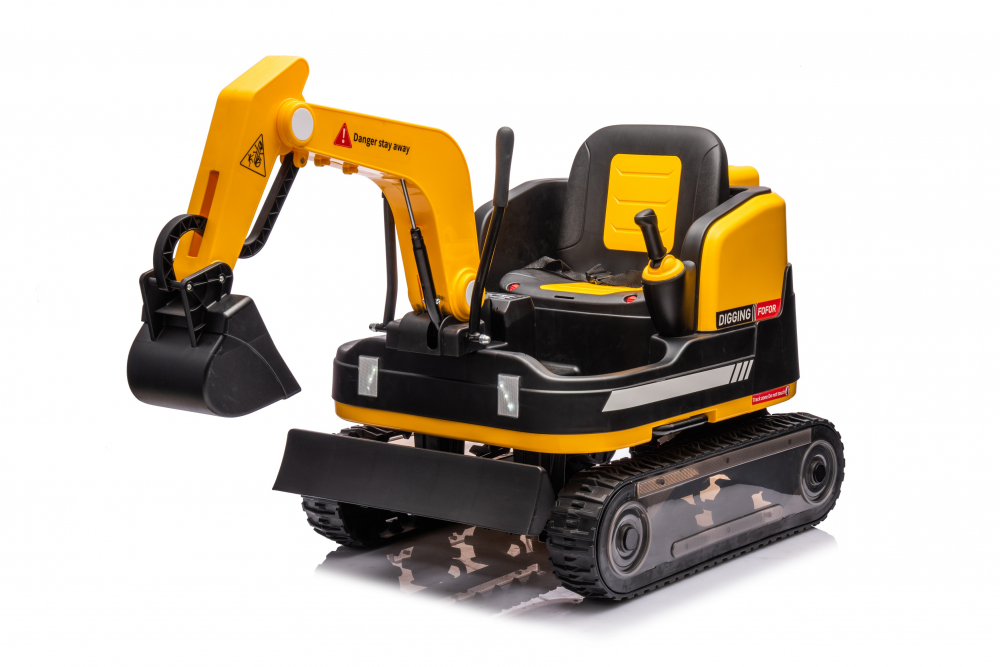 Excavator electric pentru copii Kinderauto X7, 110W, 12V-12Ah, scaun tapitat, telecomanda, galben [19]