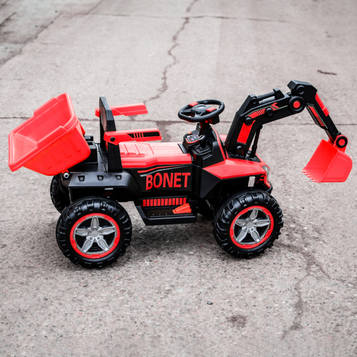 Excavator + bascula electrica Kinderauto Bonet 60W 12V, Telecomanda, culoare Rosie [5]
