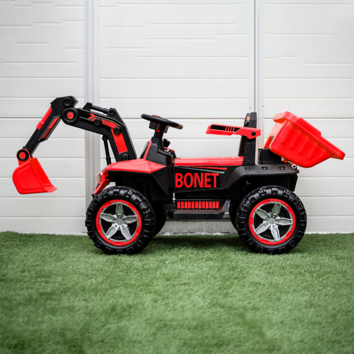 Excavator + bascula electrica Kinderauto Bonet 60W 12V, Telecomanda, culoare Rosie [3]