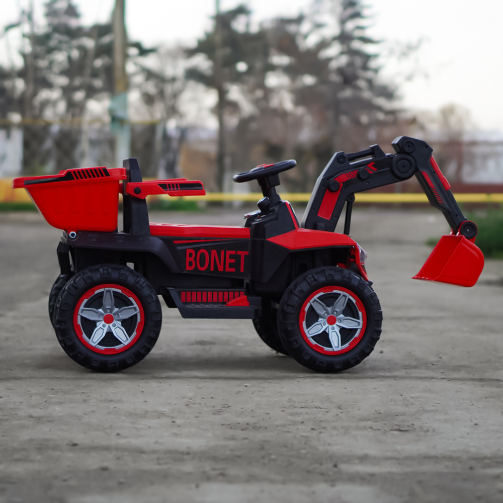 Excavator + bascula electrica Kinderauto Bonet 60W 12V, Telecomanda, culoare Rosie [8]