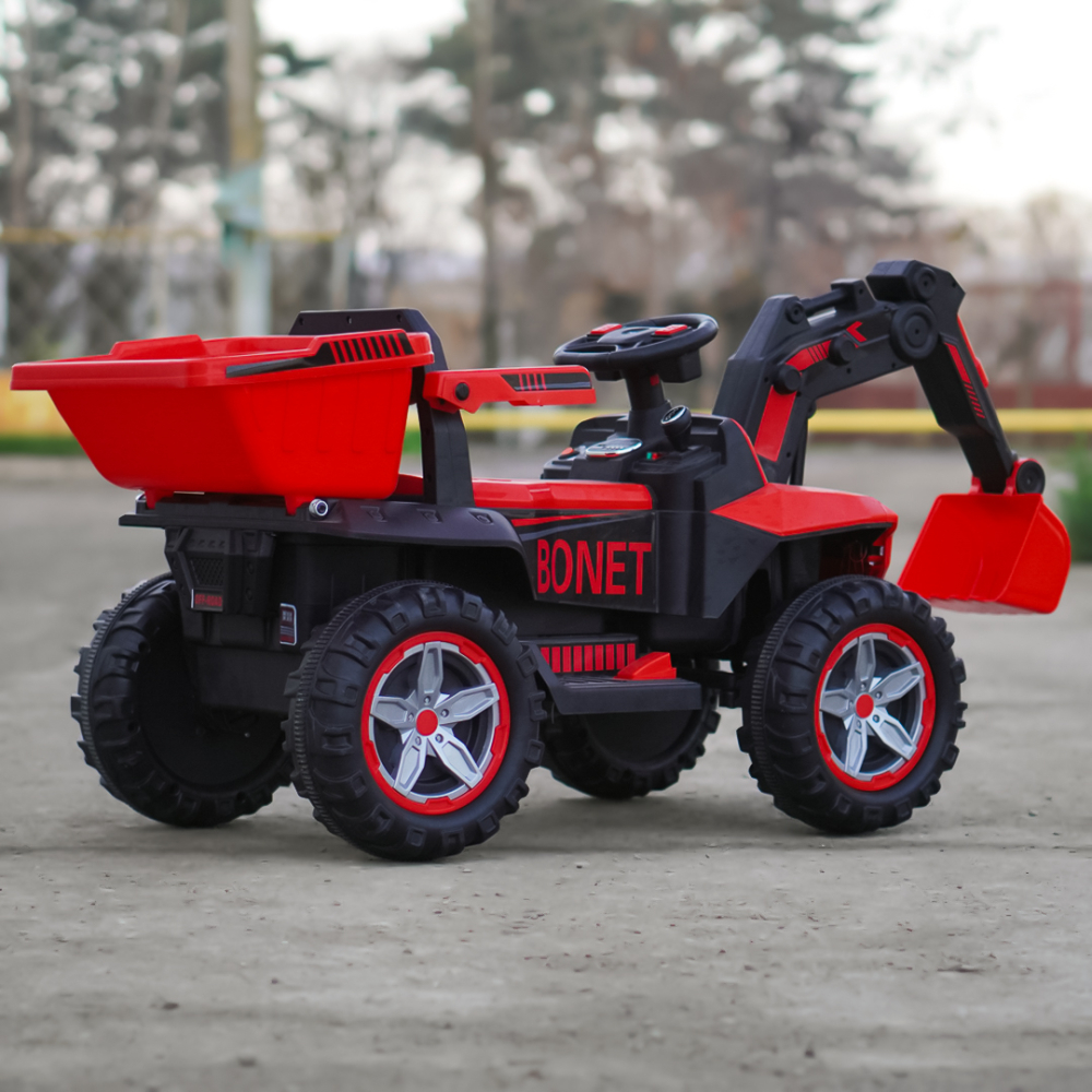 Excavator + bascula electrica Kinderauto Bonet 60W 12V, Telecomanda, culoare Rosie [7]