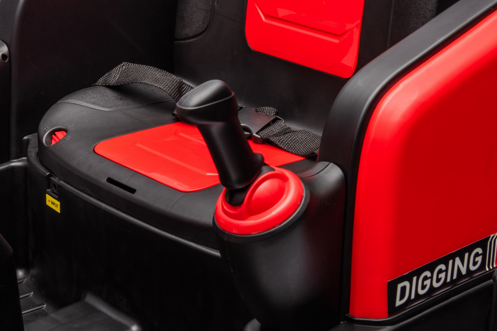Excavator electric pentru copii Kinderauto X7, 110W, 12V-12Ah, scaun tapitat, telecomanda, echipare Premium, rosu [15]