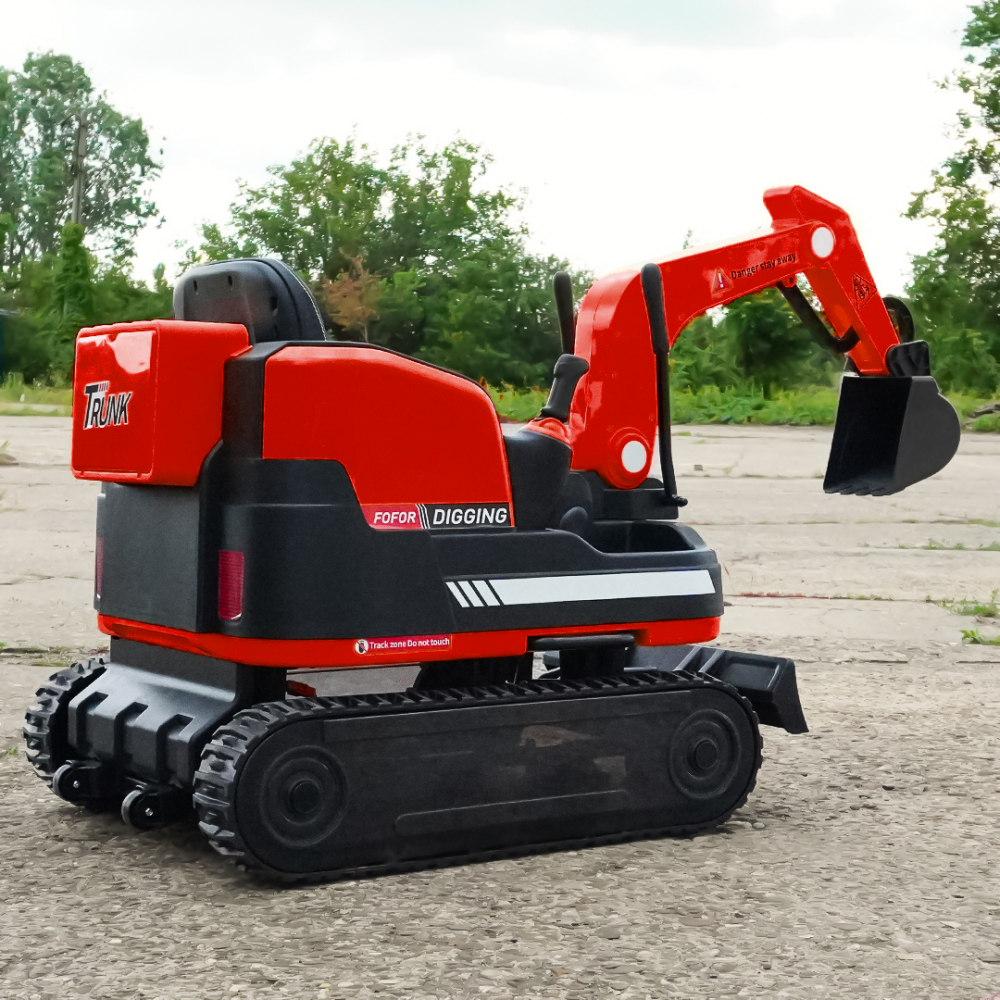 Excavator electric pentru copii Kinderauto X7, 110W, 12V-12Ah, scaun tapitat, telecomanda, echipare Premium, rosu [5]