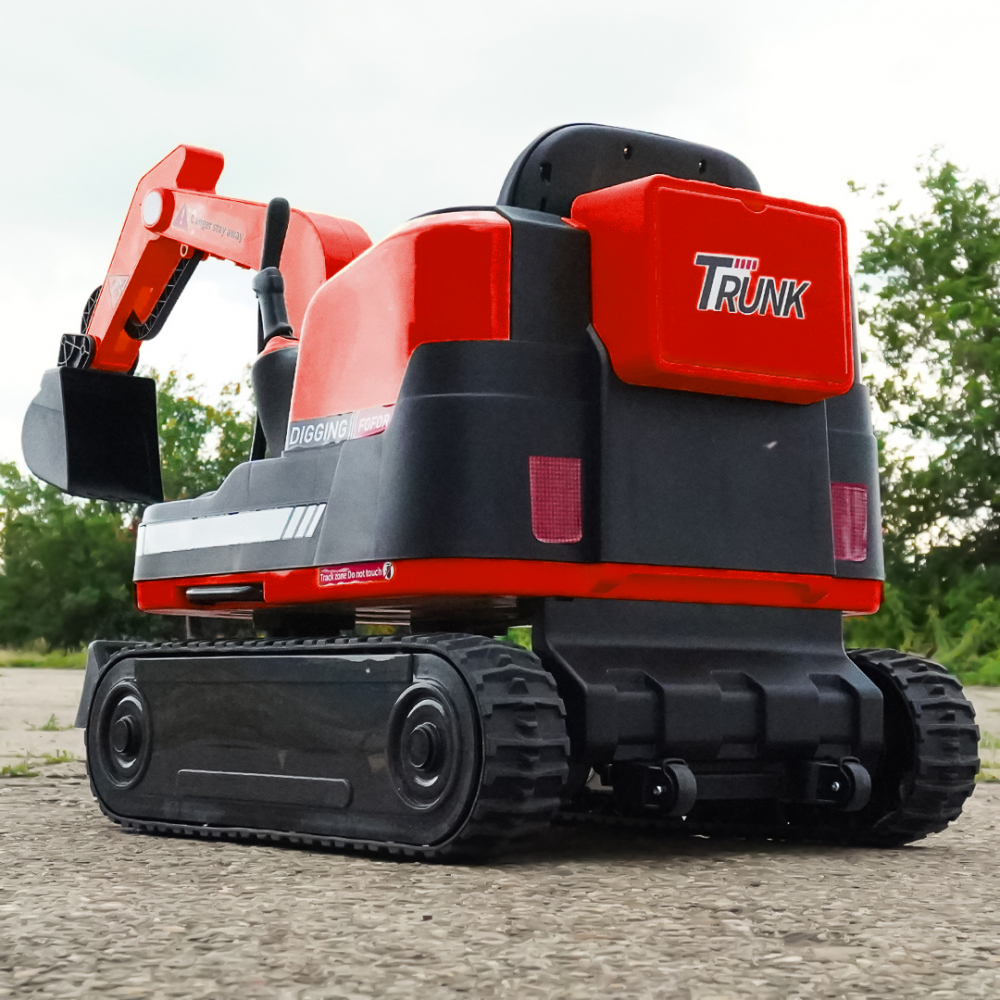 Excavator electric pentru copii Kinderauto X7, 110W, 12V-12Ah, scaun tapitat, telecomanda, echipare Premium, rosu [6]