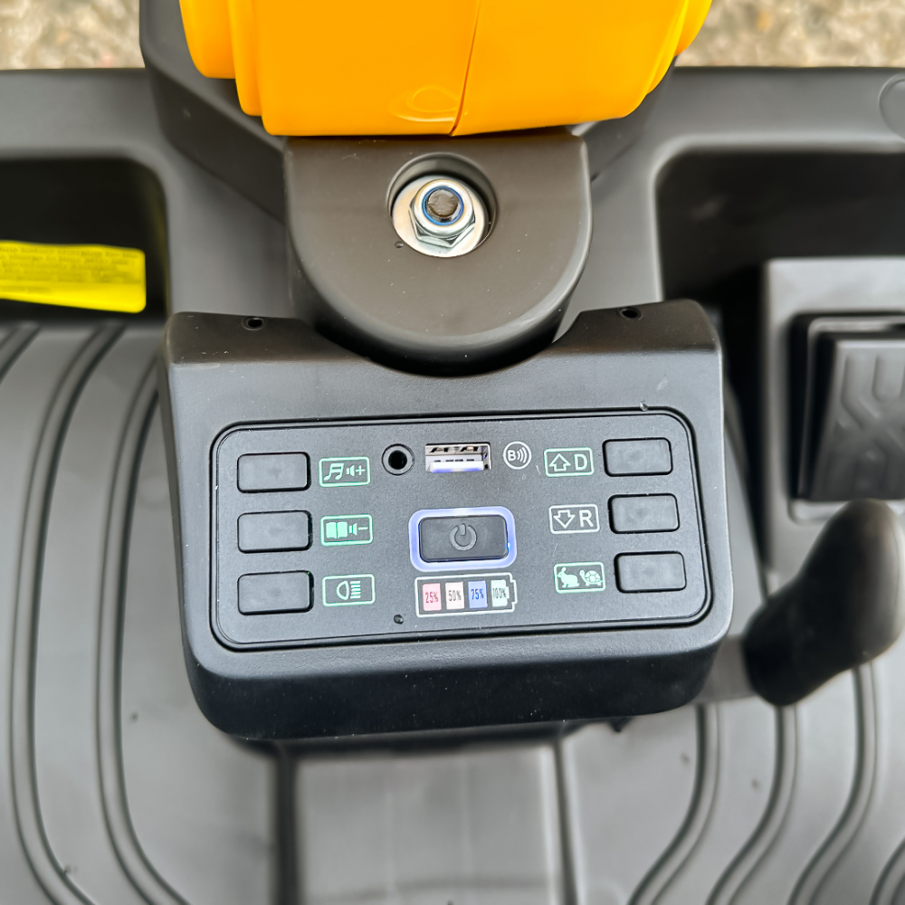 Excavator electric pentru copii Kinderauto X7, 110W, 12V-12Ah, scaun tapitat, telecomanda, galben [14]