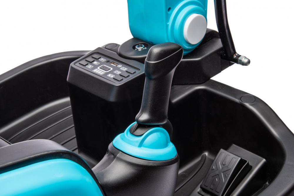 Excavator electric pentru copii Kinderauto X7, 110W, 12V-12Ah, scaun tapitat, telecomanda, Premium, albastru [11]