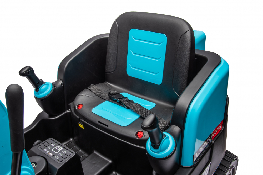 Excavator electric pentru copii Kinderauto X7, 110W, 12V-12Ah, scaun tapitat, telecomanda, Premium, albastru [7]