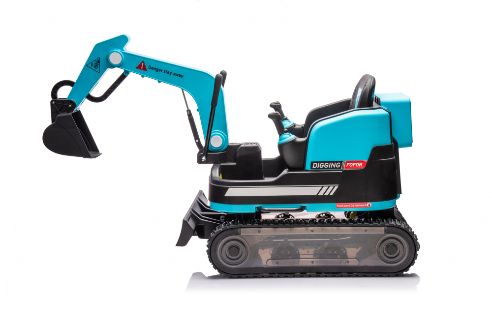 Excavator electric pentru copii Kinderauto X7, 110W, 12V-12Ah, scaun tapitat, telecomanda, Premium, albastru [3]