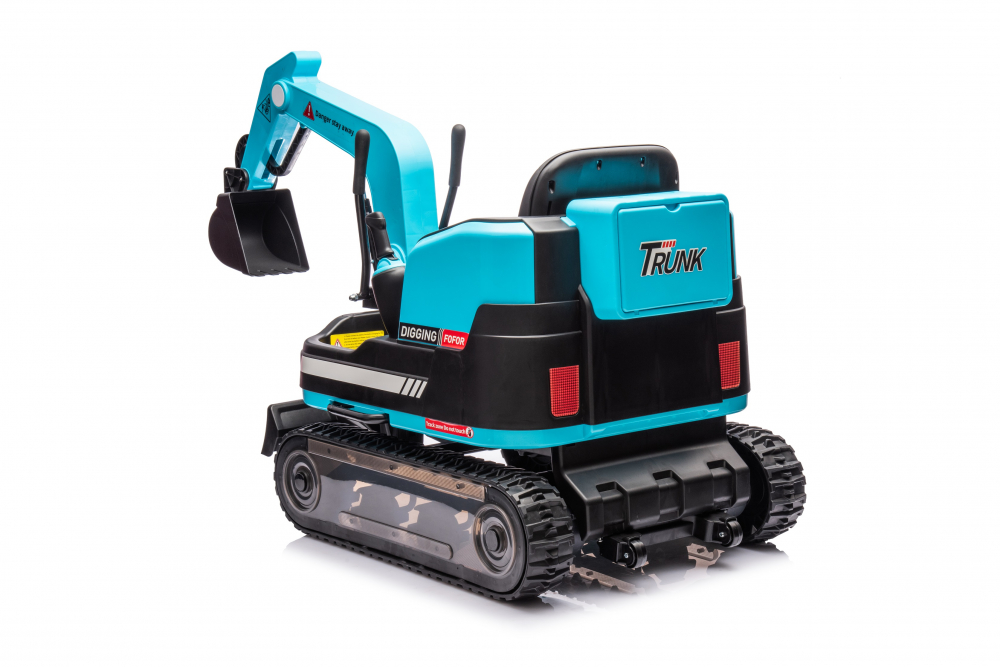 Excavator electric pentru copii Kinderauto X7, 110W, 12V-12Ah, scaun tapitat, telecomanda, Premium, albastru [4]