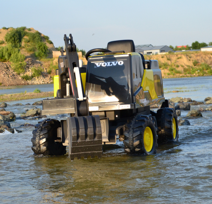 Excavator electric pentru copii Volvo 90W 12V, incarcator actionat electric, PREMIUM, culoare galben [7]