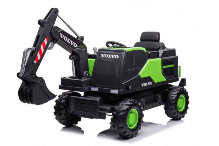 Excavator electric pentru copii Volvo 90W 12V, incarcator actionat electric, culoare verde [5]