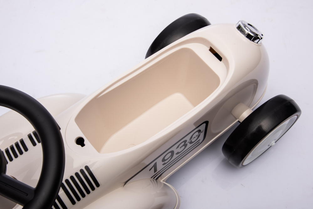 Masinuta premergator fara pedale, Kinderauto Retro Baby Car cu roti moi, alba [33]