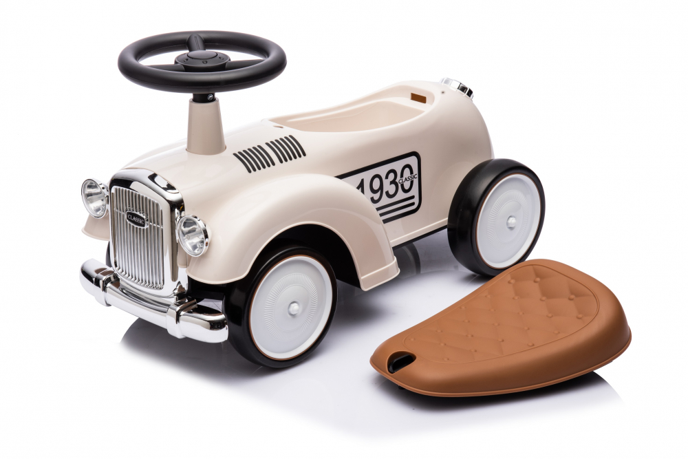 Masinuta premergator fara pedale, Kinderauto Retro Baby Car cu roti moi, alba [32]