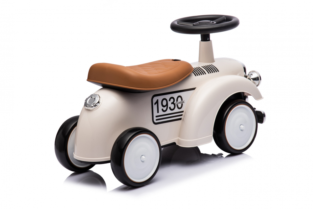 Masinuta premergator fara pedale, Kinderauto Retro Baby Car cu roti moi, alba [26]