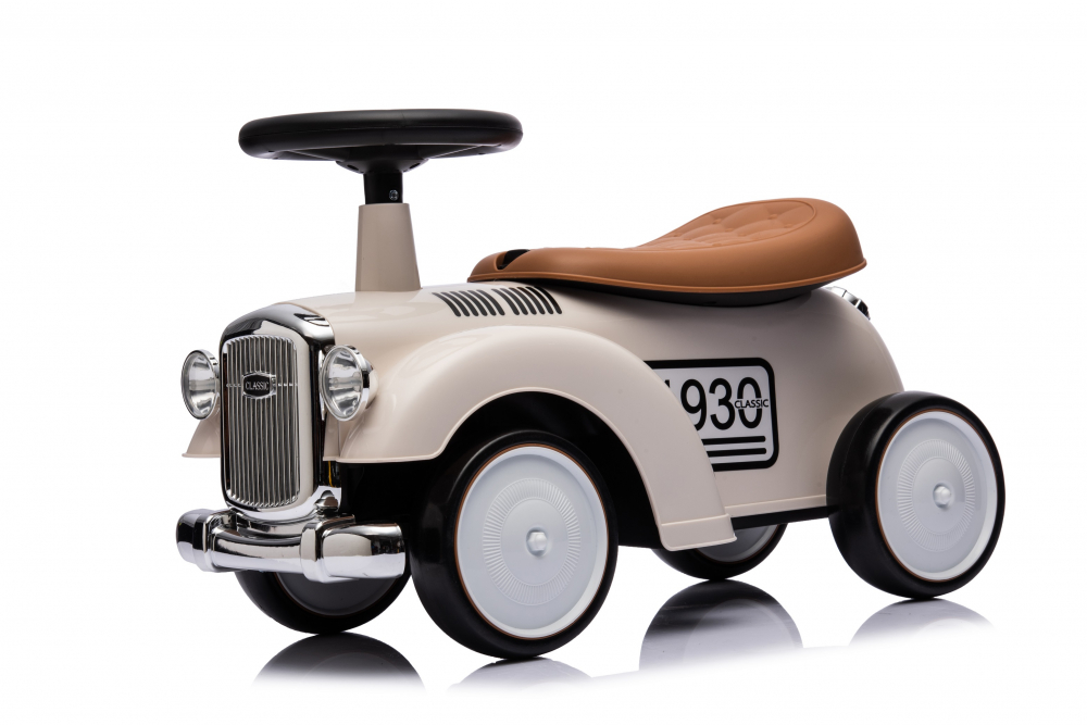 Masinuta premergator fara pedale, Kinderauto Retro Baby Car cu roti moi, alba [20]