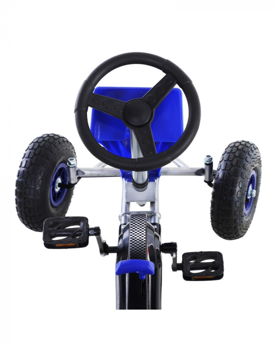 GO Kart cu pedale, 6-15 ani, Kinderauto F8-3, roti Gonflabile 6 inch, culoare Albastru [18]