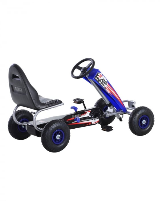 GO Kart cu pedale, 6-15 ani, Kinderauto F8-3, roti Gonflabile 6 inch, culoare Albastru [24]