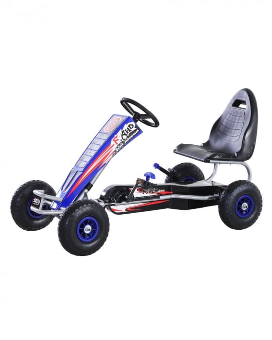 GO Kart cu pedale, 6-15 ani, Kinderauto F8-3, roti Gonflabile 6 inch, culoare Albastru [23]