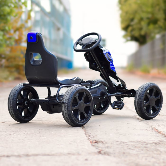 GO Kart cu pedale, 5-10 ani, Kinderauto Thunder, roti EVA, culoare albastra [8]