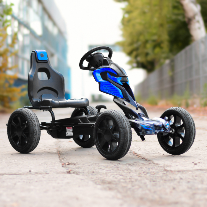 GO Kart cu pedale, 5-10 ani, Kinderauto Thunder, roti EVA, culoare albastra [2]